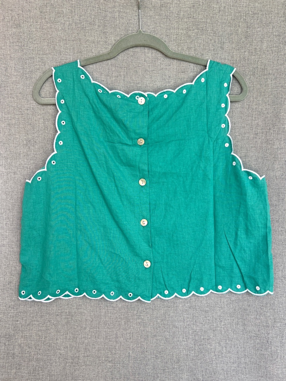 Christian Siriano embroidered eylet scalloped crop top green white size XL NWT - Picture 3 of 10